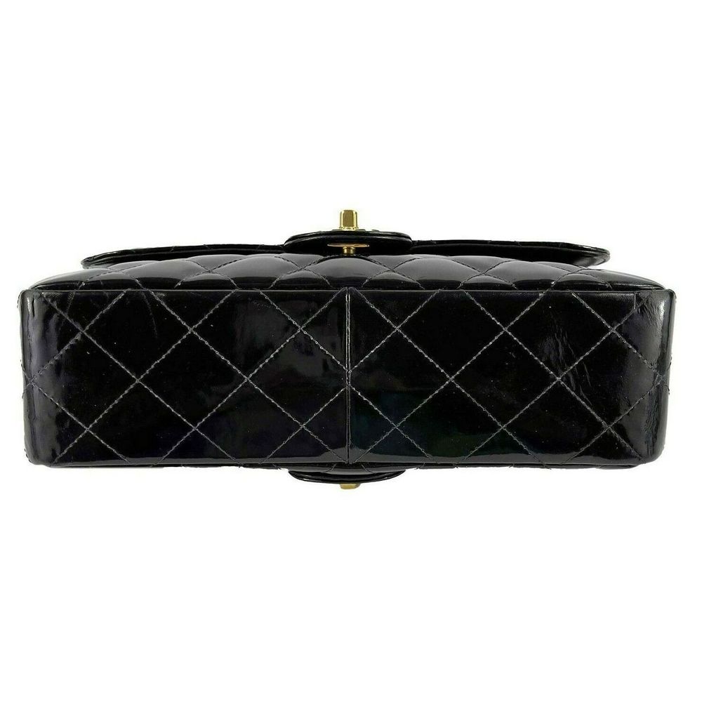 CHANEL - VTG 1996 Medium Black Top Handle Kelly Medium Flap Bag - Patent Leather - Picture 7 of 12